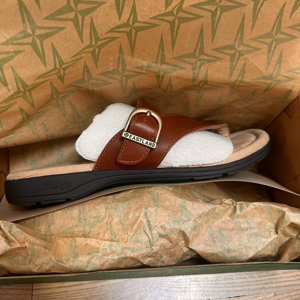 Eastland Brown Leather Tahiti II Memory Foam Women's Sandals 11W *NEW IN BOX* - Picture 5 of 6